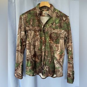 Redhead Womens Button Front Shirt Camo Long Sleeve Collar and Pockets medium